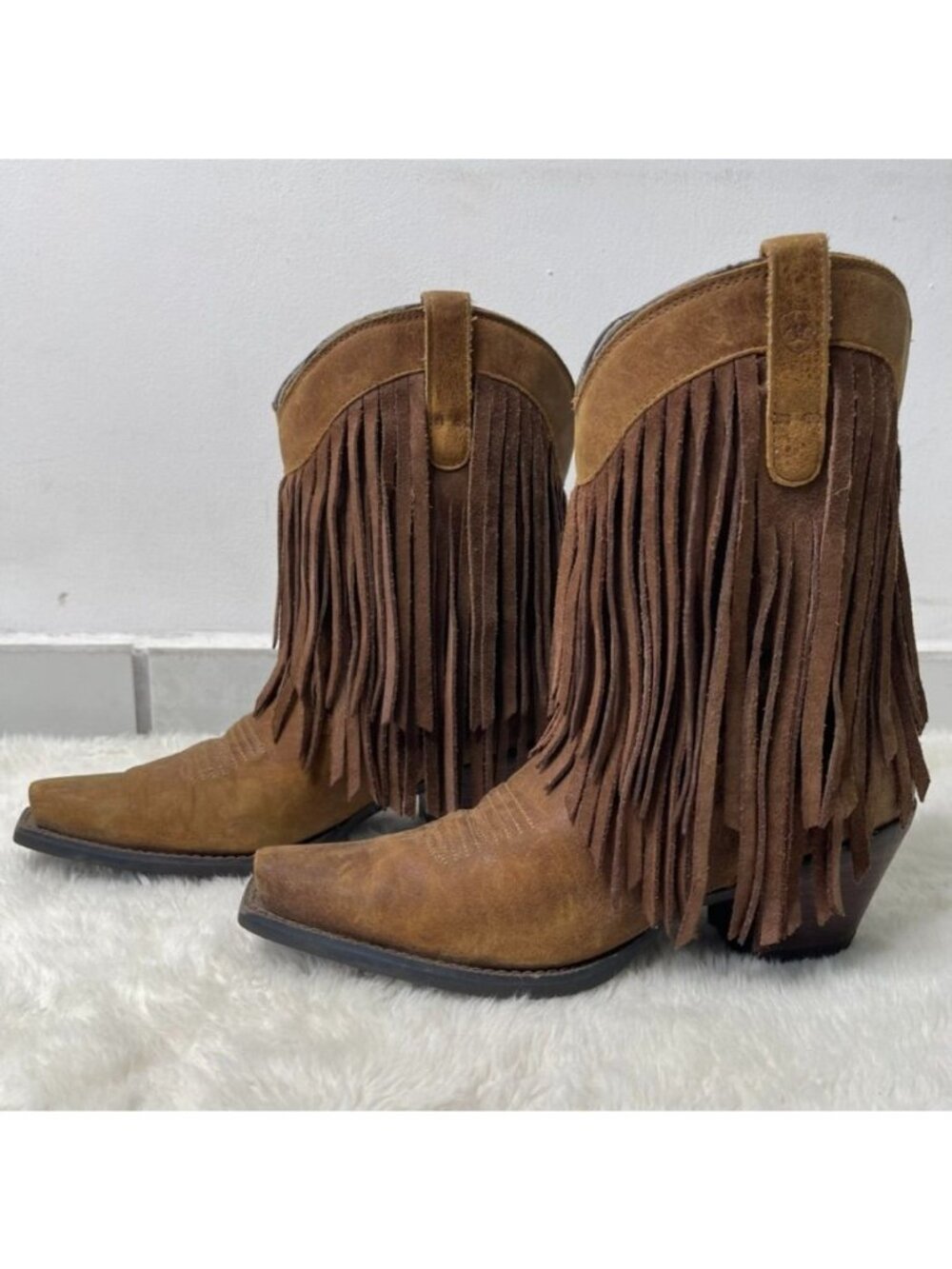Ariat Gold Rush Fringe Western Boots Brown Suede Leather Women's Size 5.5 B